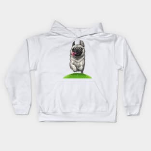 Pug on a run Kids Hoodie